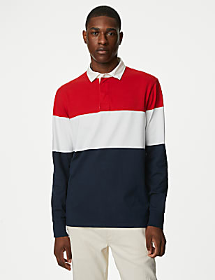 Regular Fit Pure Cotton Colorblocked Polo Collar Tshirt