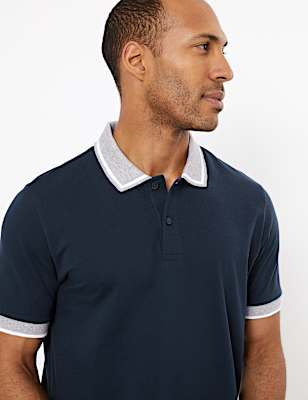 Cotton Contrast Collar Polo Shirt