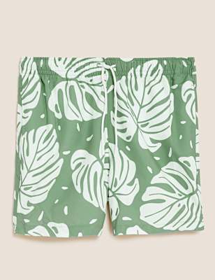 Quick Dry Palm Print Swim Shorts