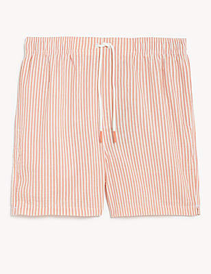 Quick Dry Striped Seersucker Swim Shorts