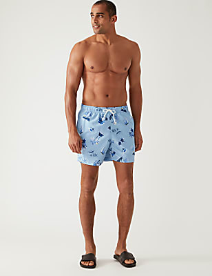 Quick Dry Hawaiian Print Swim Shorts