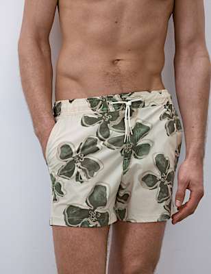 Quick Dry Stretch Floral Print Swim Shorts