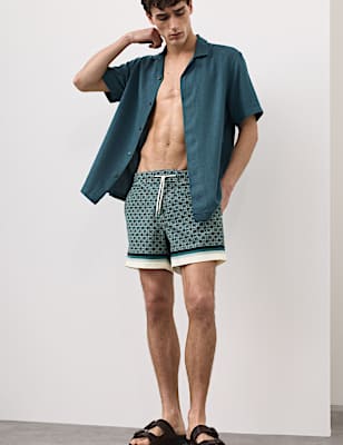 Quick Dry Geometric Print Swim Shorts