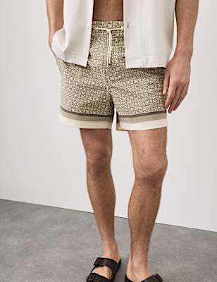 Quick Dry Geometric Print Swim Shorts