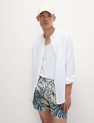 Quick Dry Seersucker Floral Print Swim Shorts