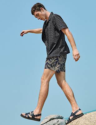 Banana Leaf Print Swim Shorts