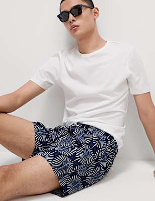 Quick Dry Woodblock Print Swim Shorts