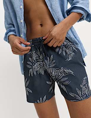 Quick Dry Printed Textured Swim Shorts