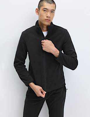 Funnel Neck Zip Up Micro Fleece Jacket