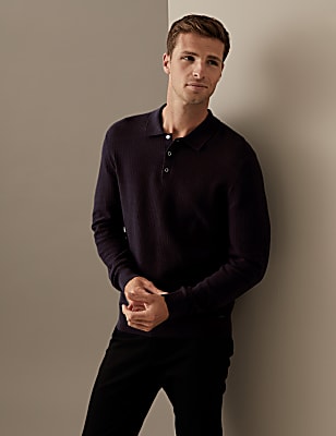 Cotton Rich Textured Knitted Polo Shirt