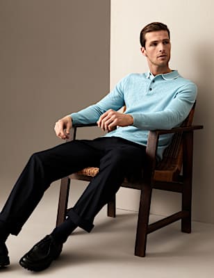 Pure Cotton Textured Knitted Polo Shirt