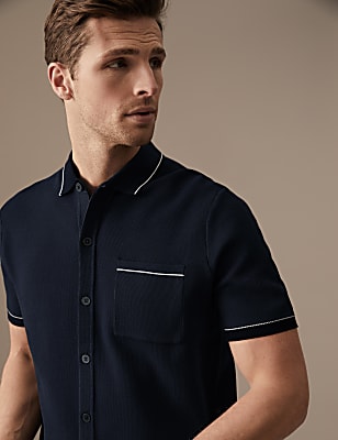 Cotton Modal Blend Knitted Polo Shirt