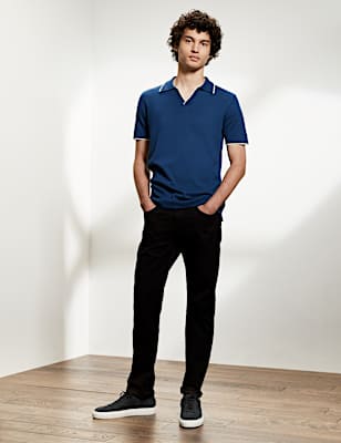 Pure Cotton Tipped Knitted Polo Shirt
