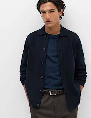 Cotton Blend Milano Knit Overshirt