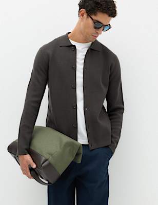Cotton Blend Milano Knit Overshirt
