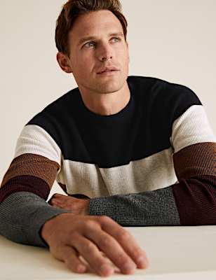 Block Striped Crew Neck Jumper