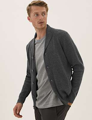 Ribbed Shawl Collar Cardigan