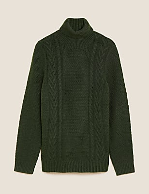 Cable High Neck Jumper with Wool