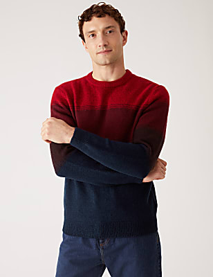 Striped Crew Neck Jumper with Wool