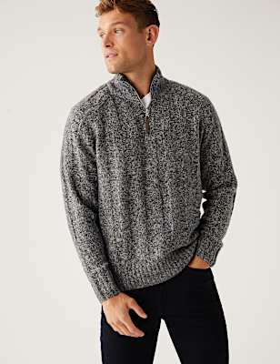 Ribbed High Neck Half Zip Jumper