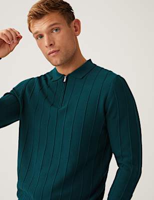 Cotton Modal Textured Knitted Polo Shirt