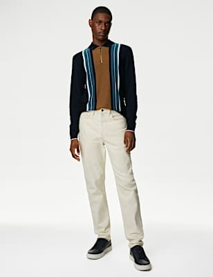 Cotton Rich Striped Knitted Polo Shirt