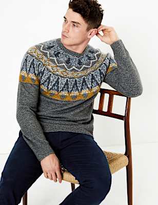 Fair Isle Design Crew Neck Jumper