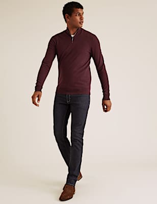 Cotton Rich Half Zip Jumper