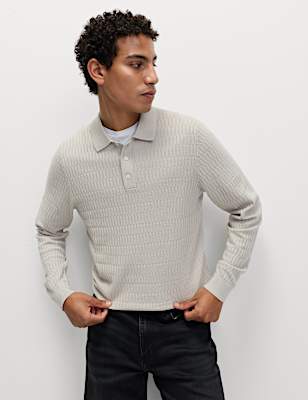 Cotton Modal Geometric Knitted Polo