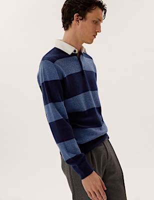 Pure Lambswool Striped Rugby Shirt
