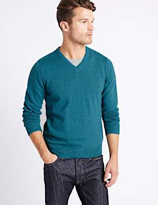 Pure Cotton V-Neck Jumper