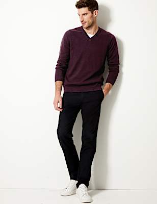 Pure Cotton V-Neck Jumper