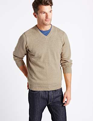 Pure Cotton V-Neck Jumper