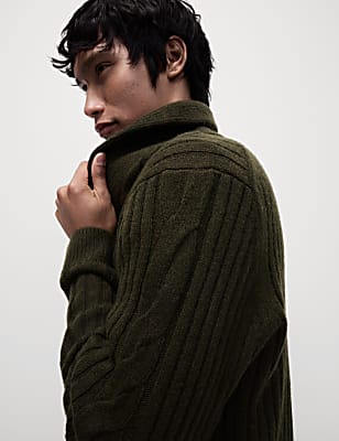 Cable Shawl Collar Cardigan