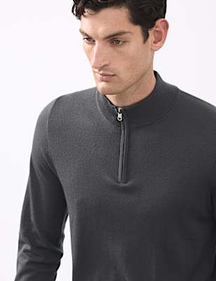 Pure Extra Fine Merino Wool Half Zip Jumper