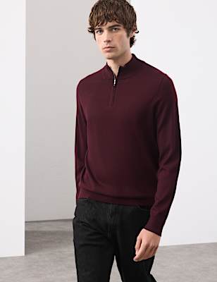 Pure Extra Fine Merino Wool Half Zip Jumper