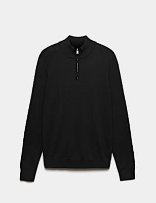 Pure Extra Fine Merino Wool Half Zip Jumper