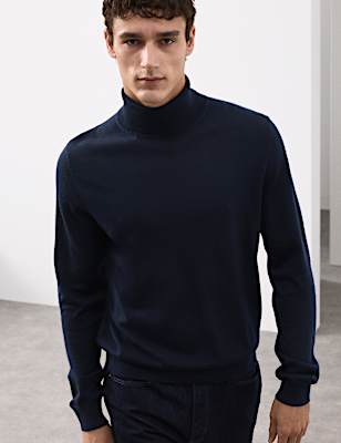 Pure Extra Fine Merino Wool Roll Neck Jumper