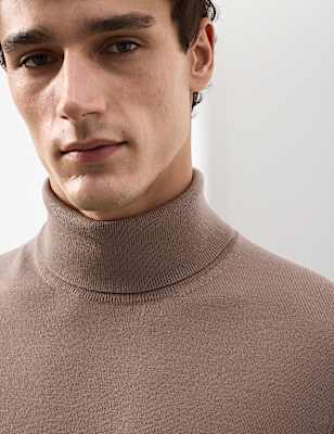Pure Extra Fine Merino Wool Roll Neck Jumper