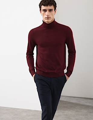Pure Extra Fine Merino Wool Roll Neck Jumper