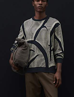Oversized Fit Abstract Floral Crew Neck Jumper