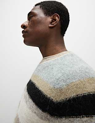 Striped Crew Neck Jumper with Wool