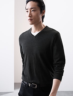 Pure Extra Fine Merino Wool V-Neck Jumper