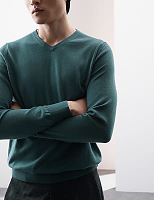 Pure Extra Fine Merino Wool V-Neck Jumper