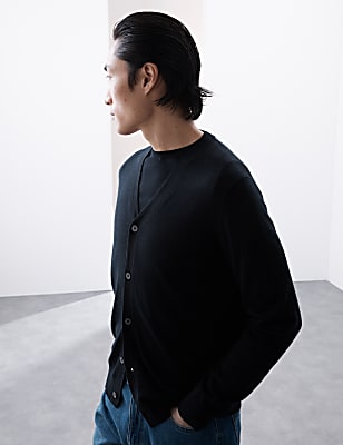 Pure Extra Fine Merino Wool V-Neck Cardigan