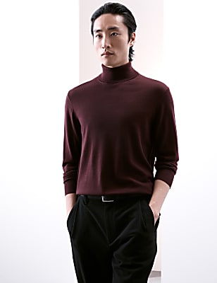 Pure Extra Fine Merino Wool Roll Neck Jumper