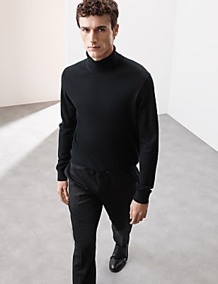Pure Extra Fine Merino Wool Roll Neck Jumper