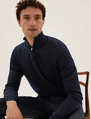 Pure Extra Fine Merino Half Zip Jumper