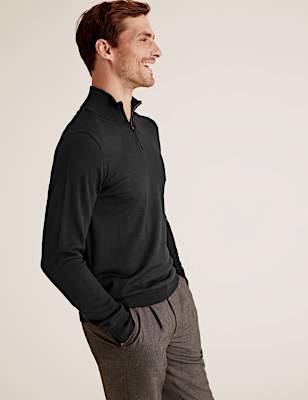 Pure Extra Fine Merino Half Zip Jumper