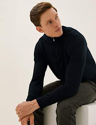 Pure Extra Fine Merino Half Zip Jumper